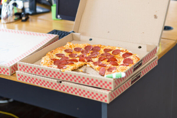 Pizza box at office