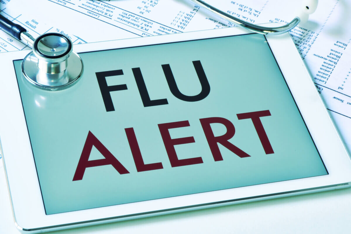 Flu Alert on doctor's tablet