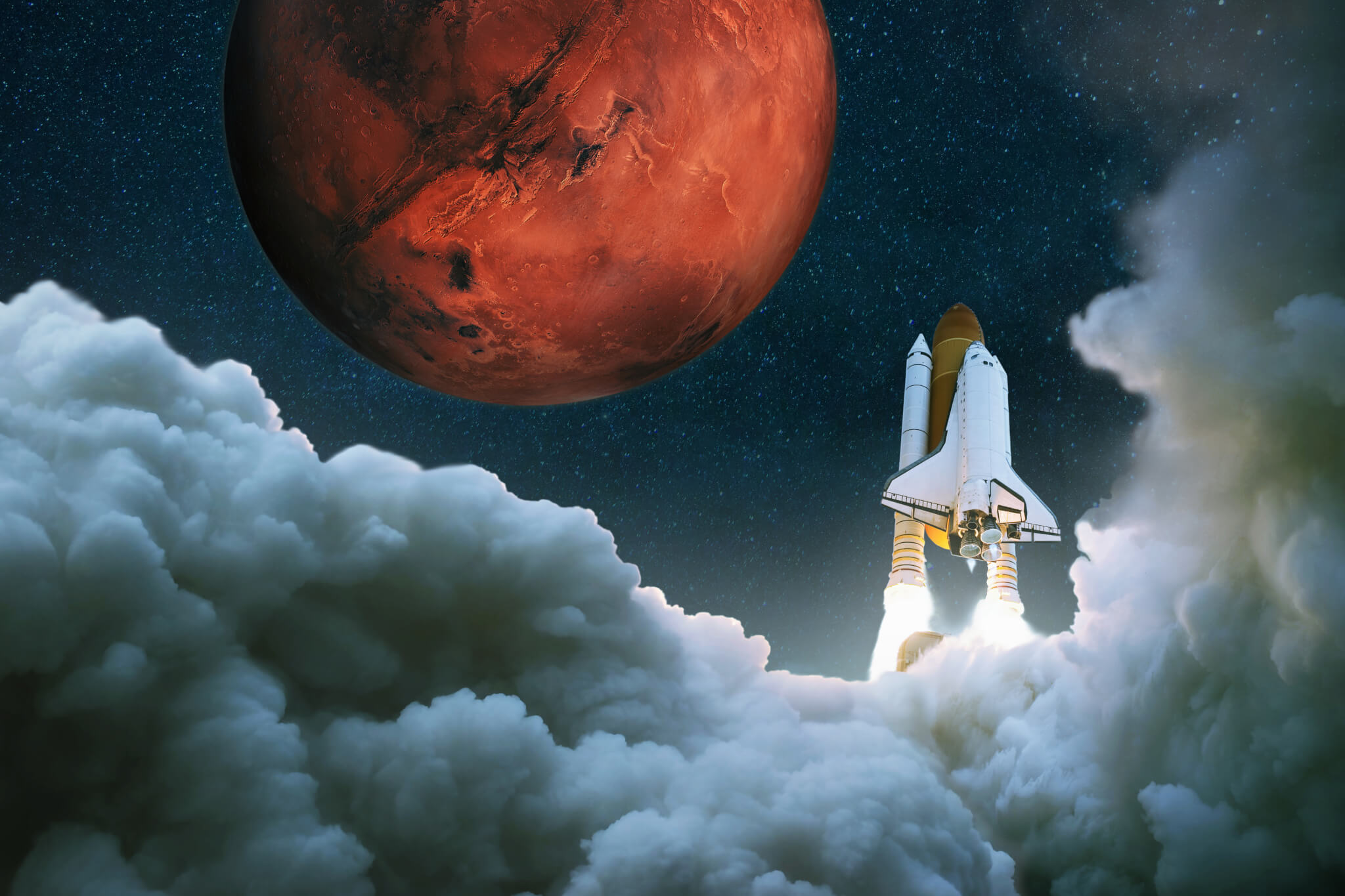 Rocket traveling to Mars