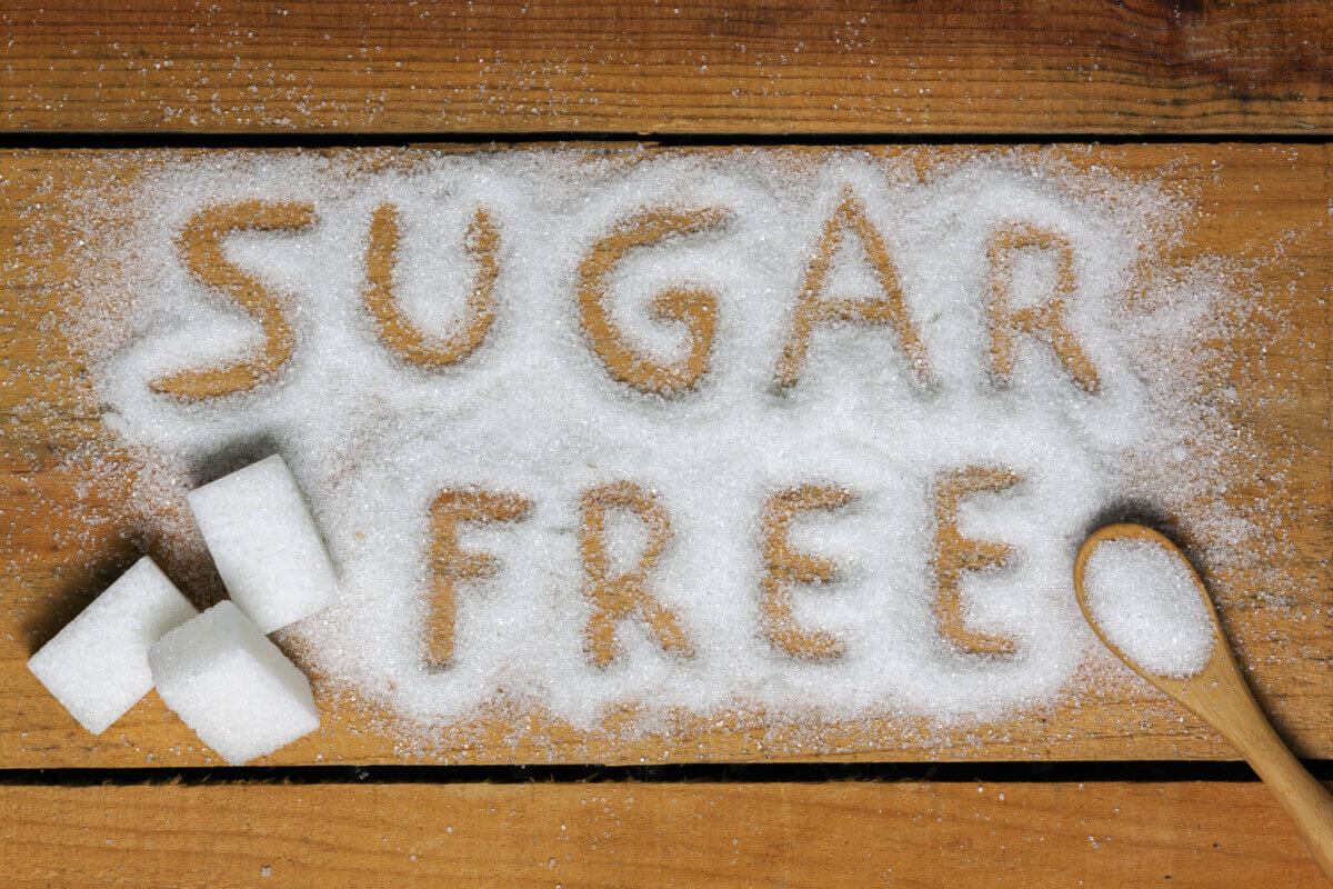 a sugar free word with background - food