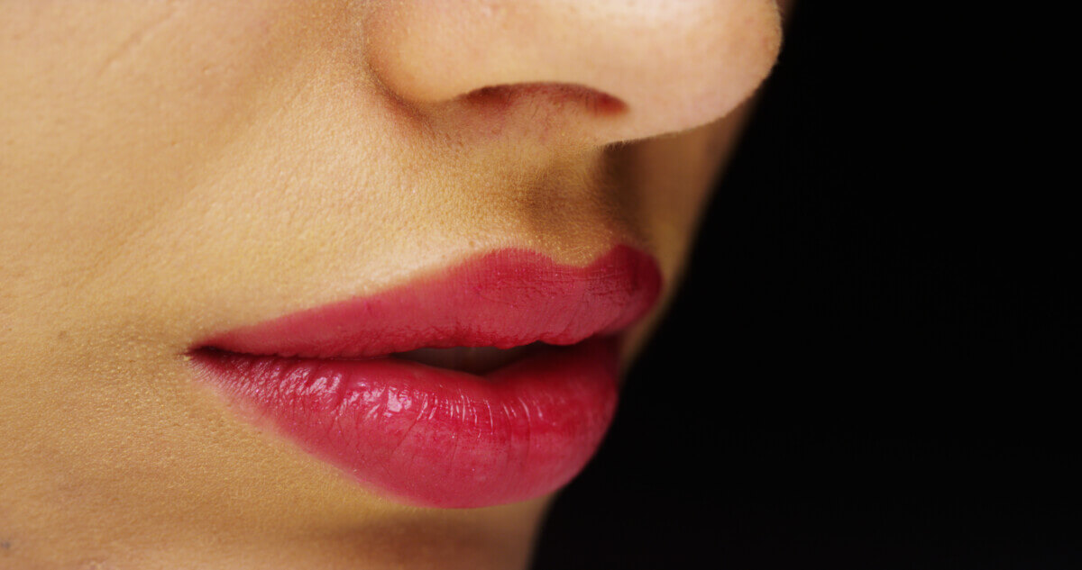 Woman's red luscious lips