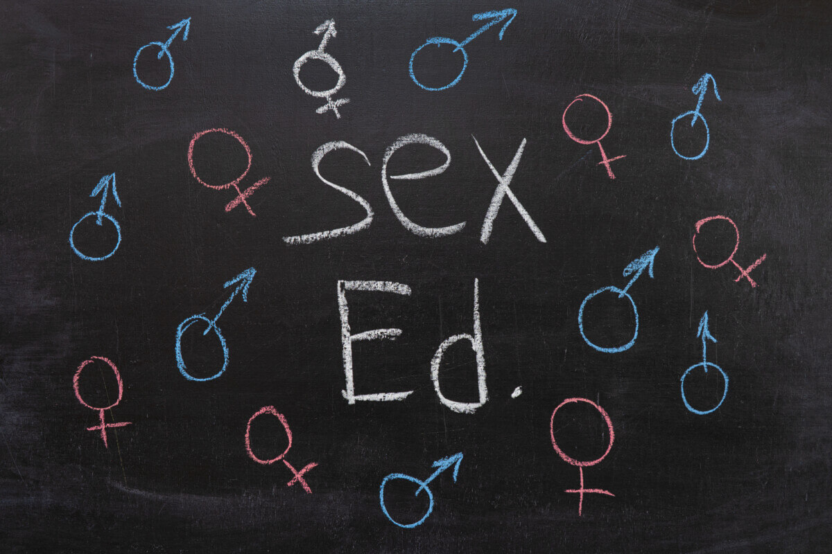 Sex ed written on chalkboard