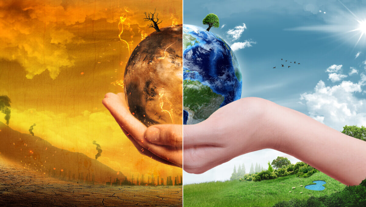 Climate change, global warming and pollution concept - Sustainability