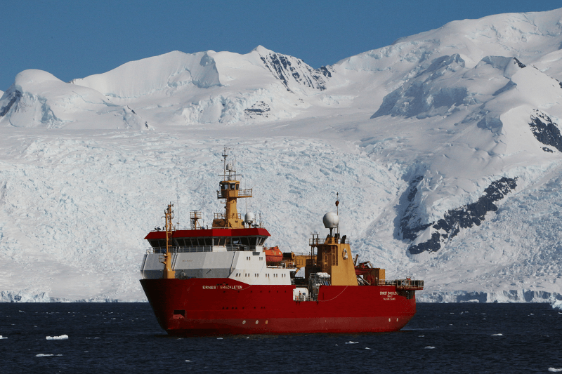 British Antarctic Survey research ship Ernest Shackleton at Antarctica
