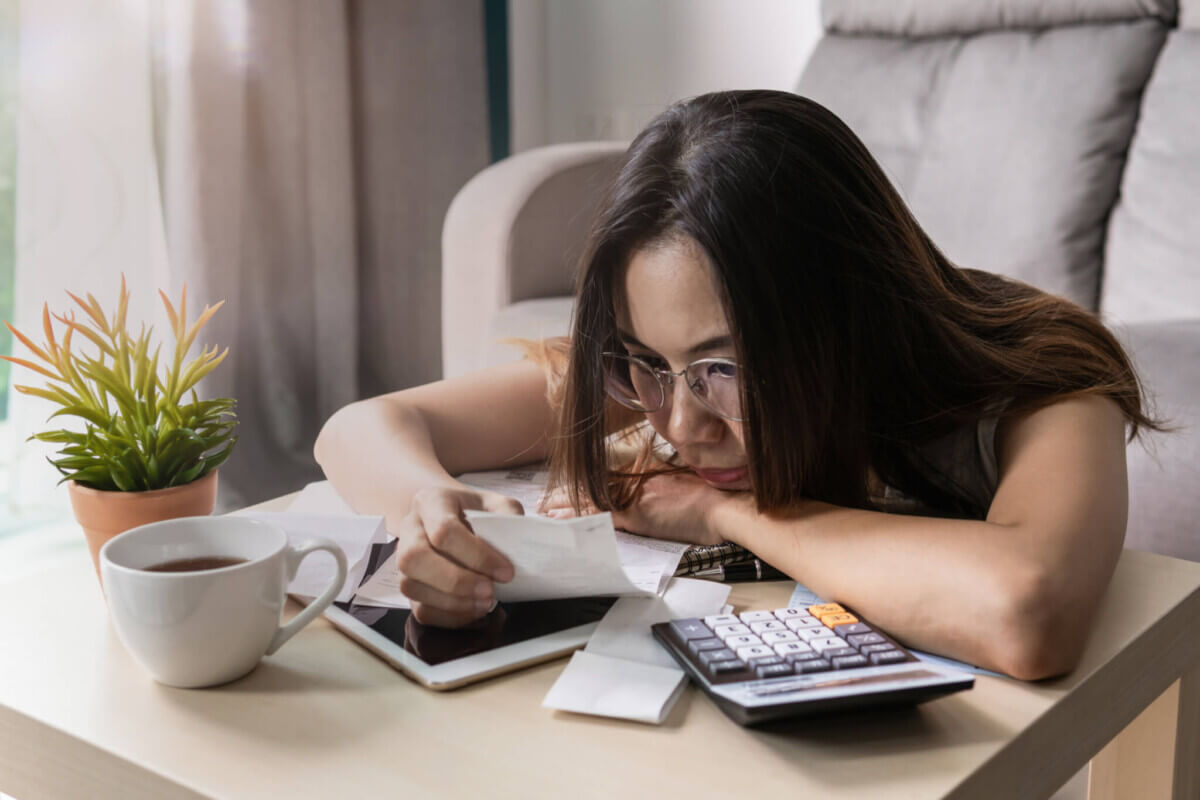 Woman Stressed About Finances