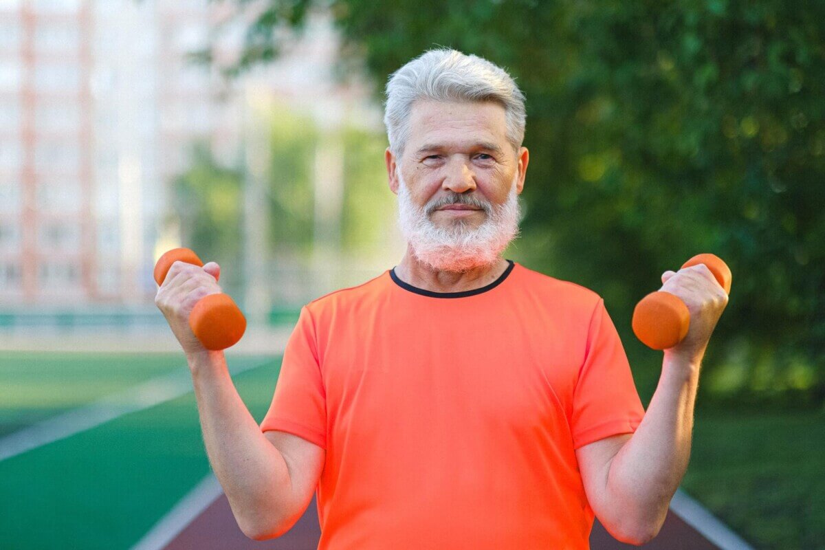old person weight lifting