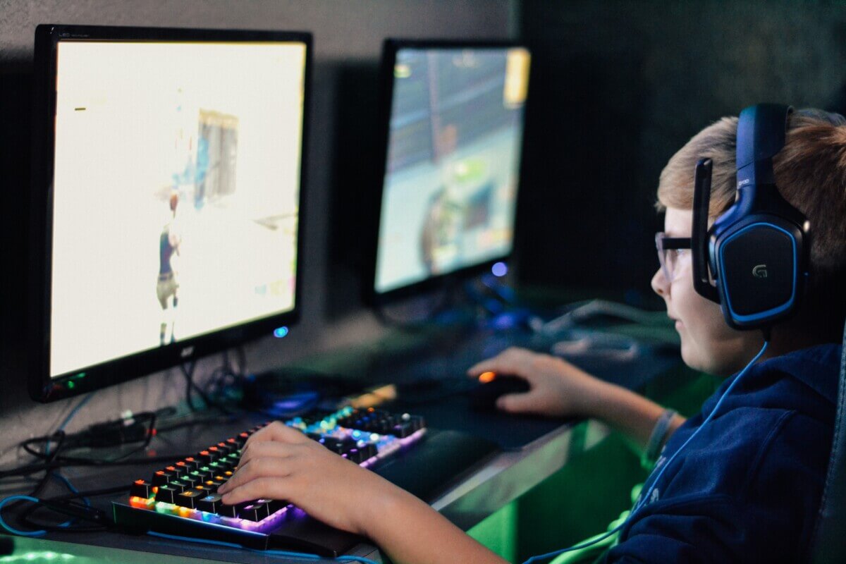 A boy playing video games