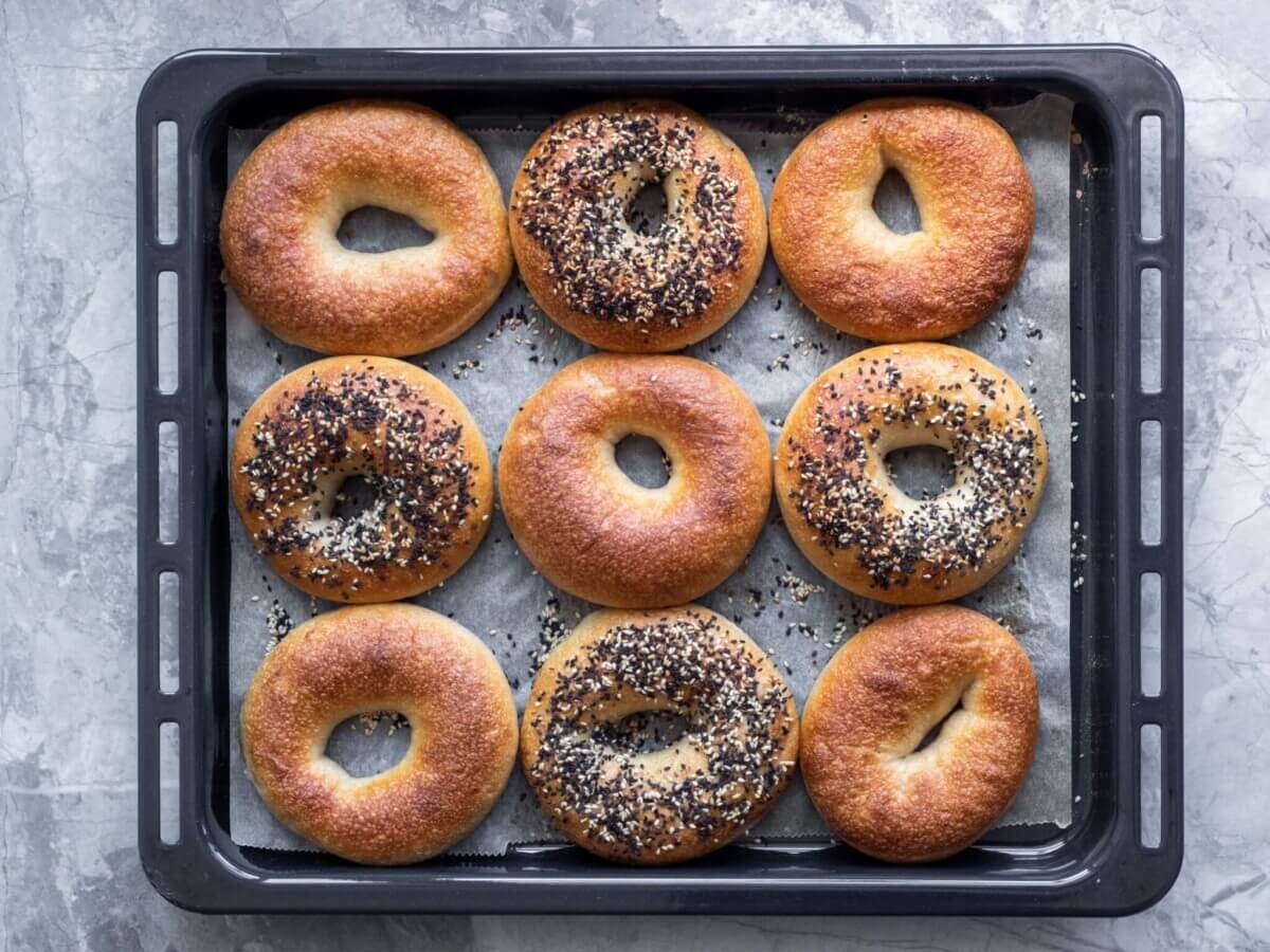 Bagels on a tray