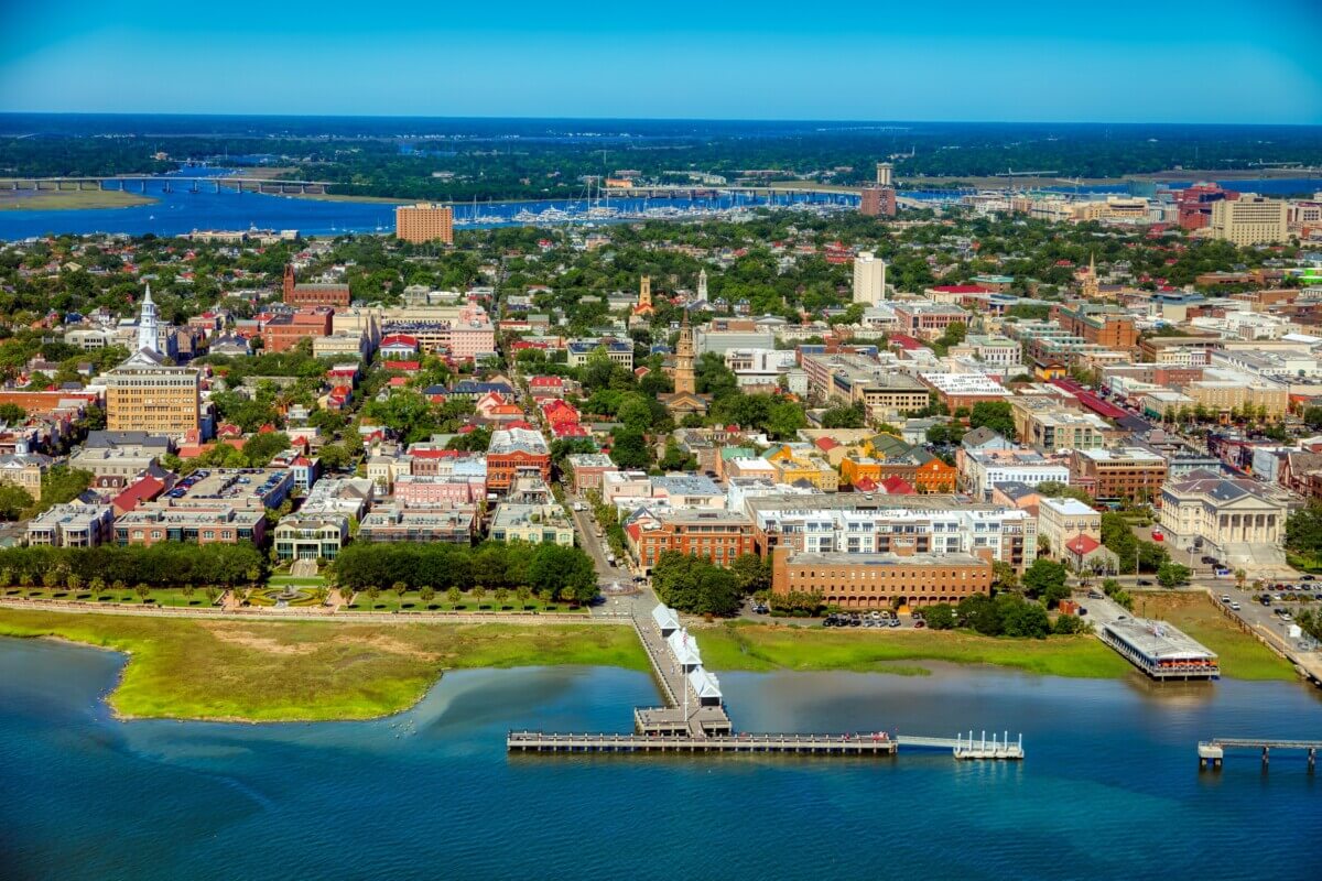 Aerial view of Charleston, South Carolina.
