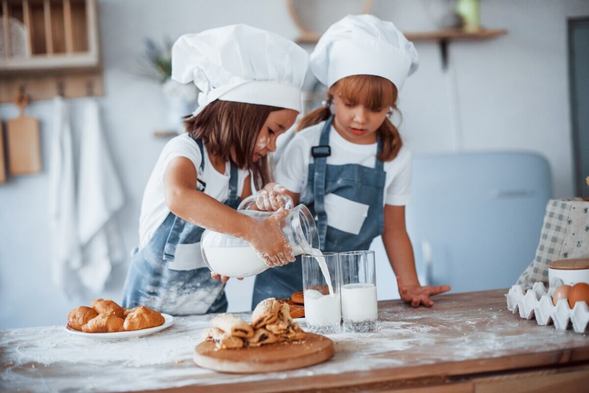 Little girls baking at home