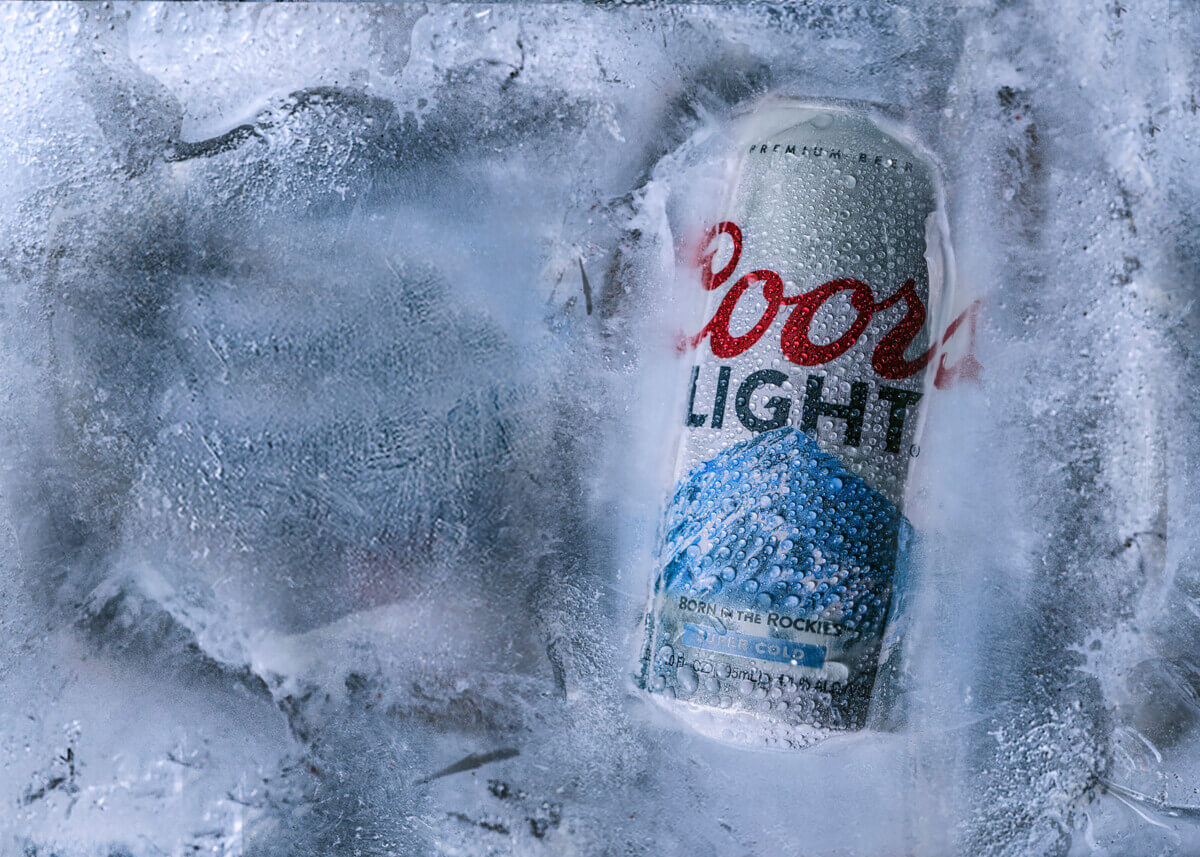 Coors Light beer in ice