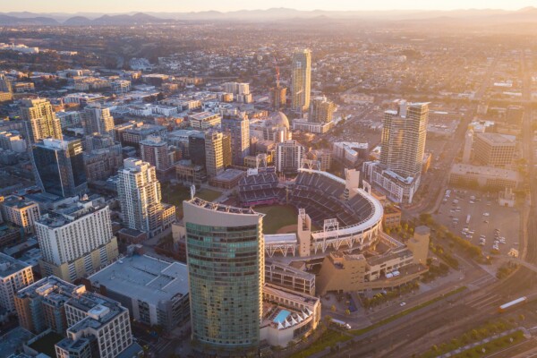 Aerial view of downtown San Diego, California, which tops the list of Best Places to Live In California.
