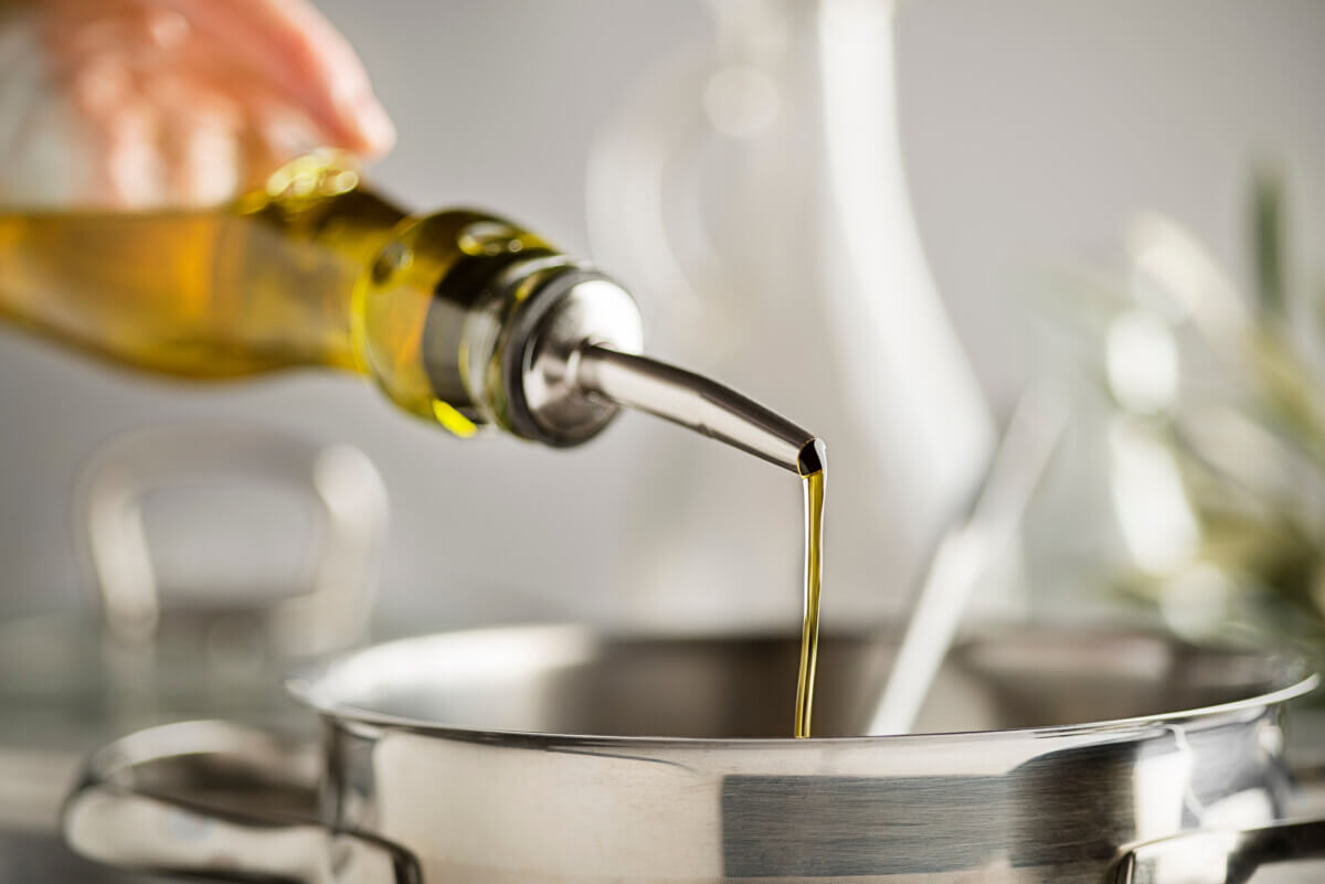Cooking oil being used for meal prep