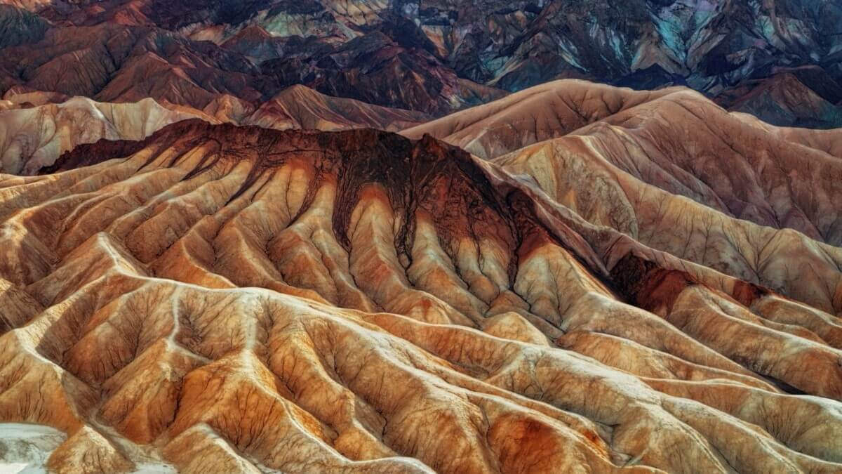 The iconic peaks of Zabriskie Point in Death Valley