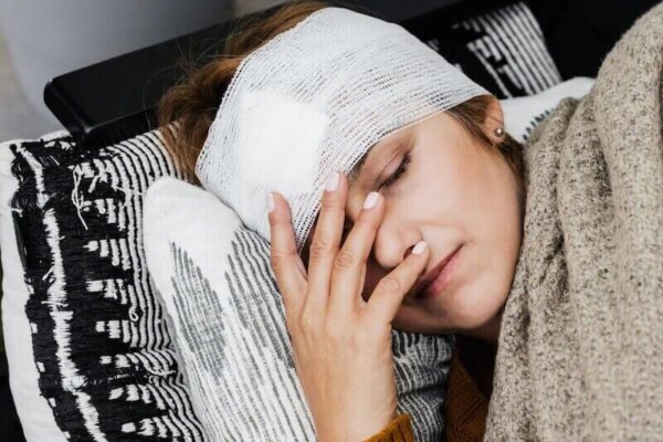 A Woman with Head Injury Sleeping