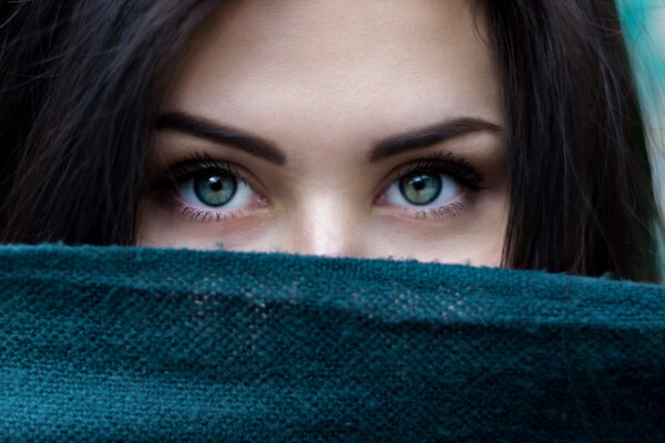 Closeup of woman's face and eyes