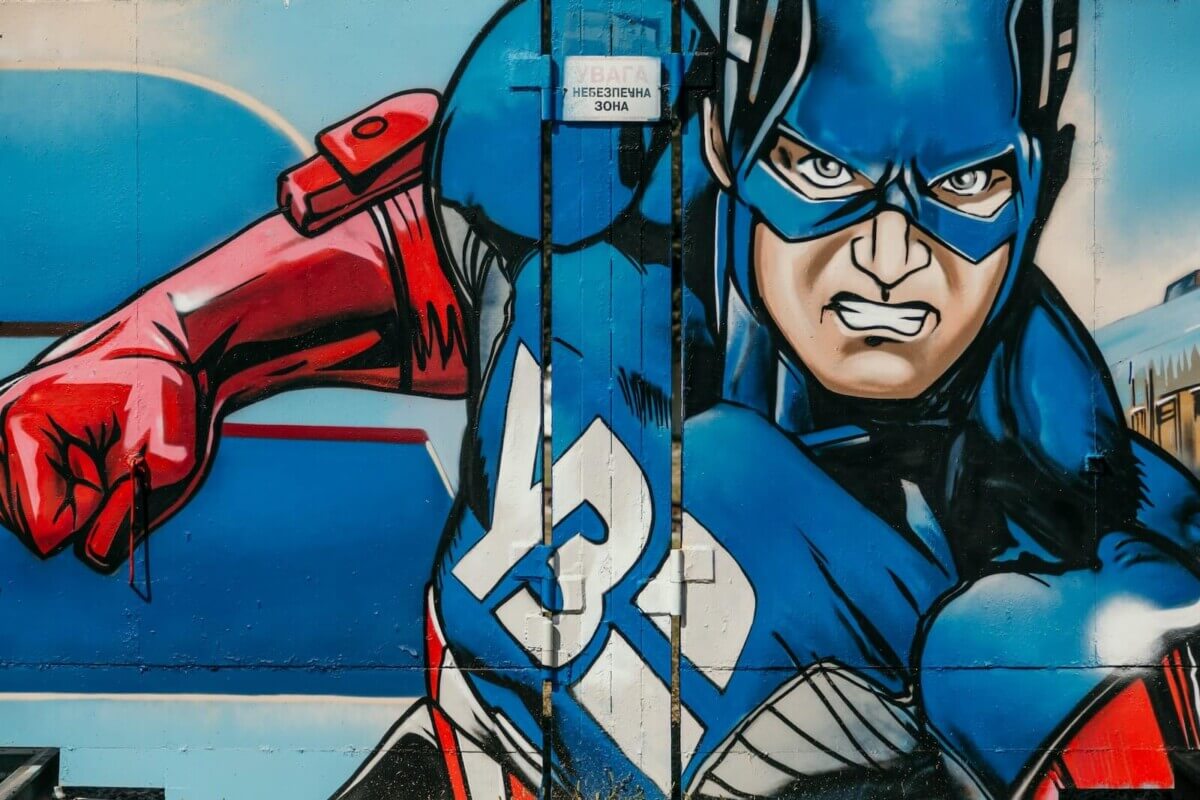 Captain America painted on wall