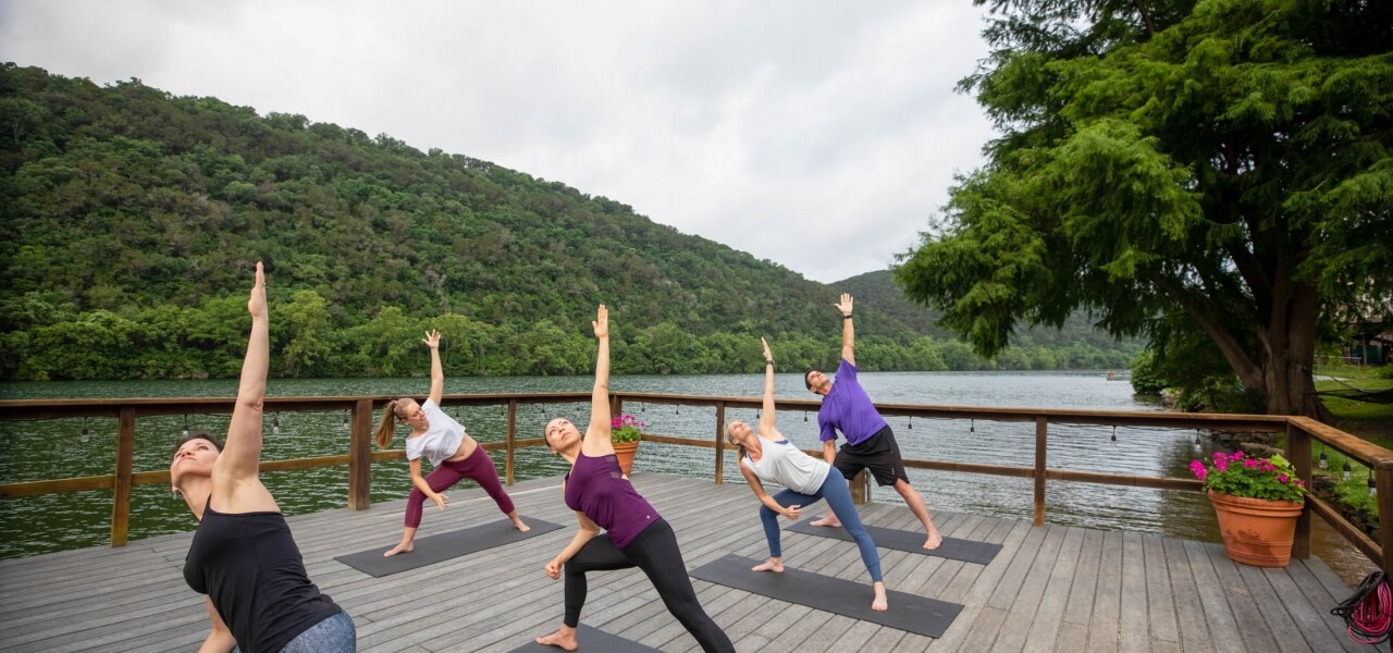 Yoga by the water at Lake Austin Spa Resort
