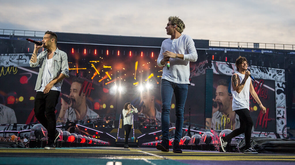 One Direction performing on stage