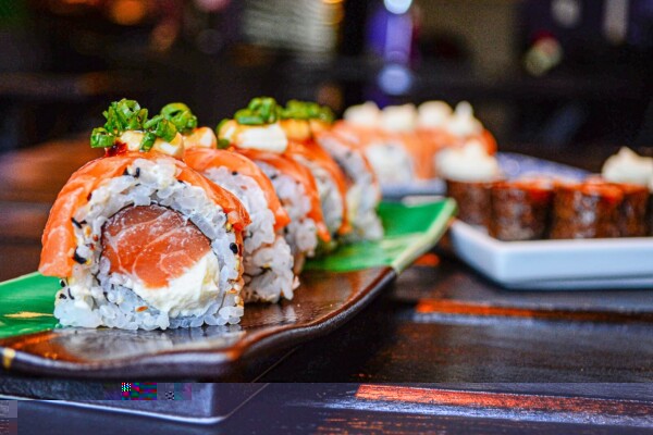 Sushi rolls on a plate