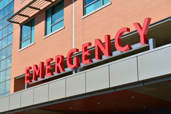 Emergency room sign on outside of building