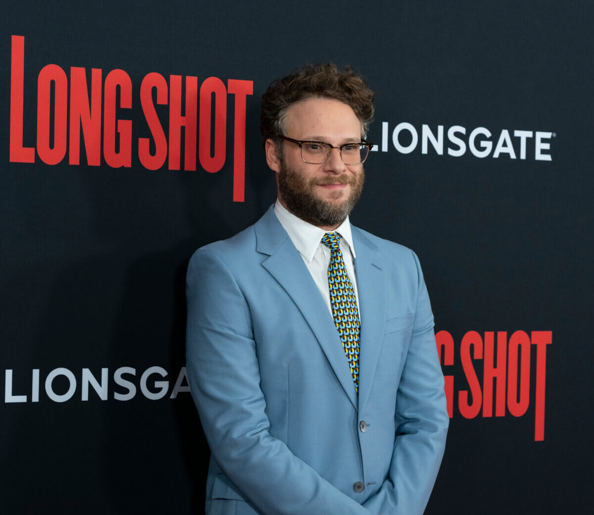 Seth Rogen attends premiere of Long Shot in 2019