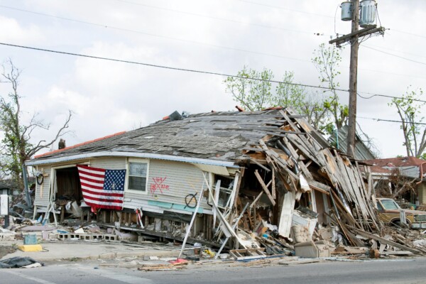 Barber Shop located in Ninth Ward, New Orleans, Louisiana, damaged by Hurricane Katrina in 2005