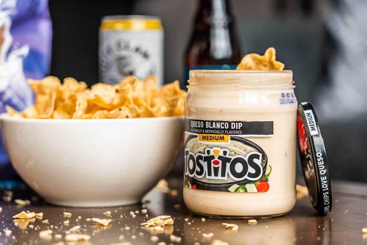 Tostitos Salsa con Queso and tortilla chips