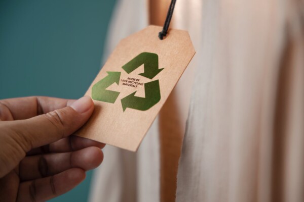 A sustainable label on a clothing tag
