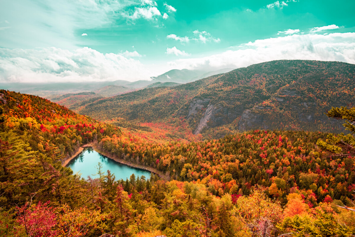 The Adirondack Mountains in New York during the fall