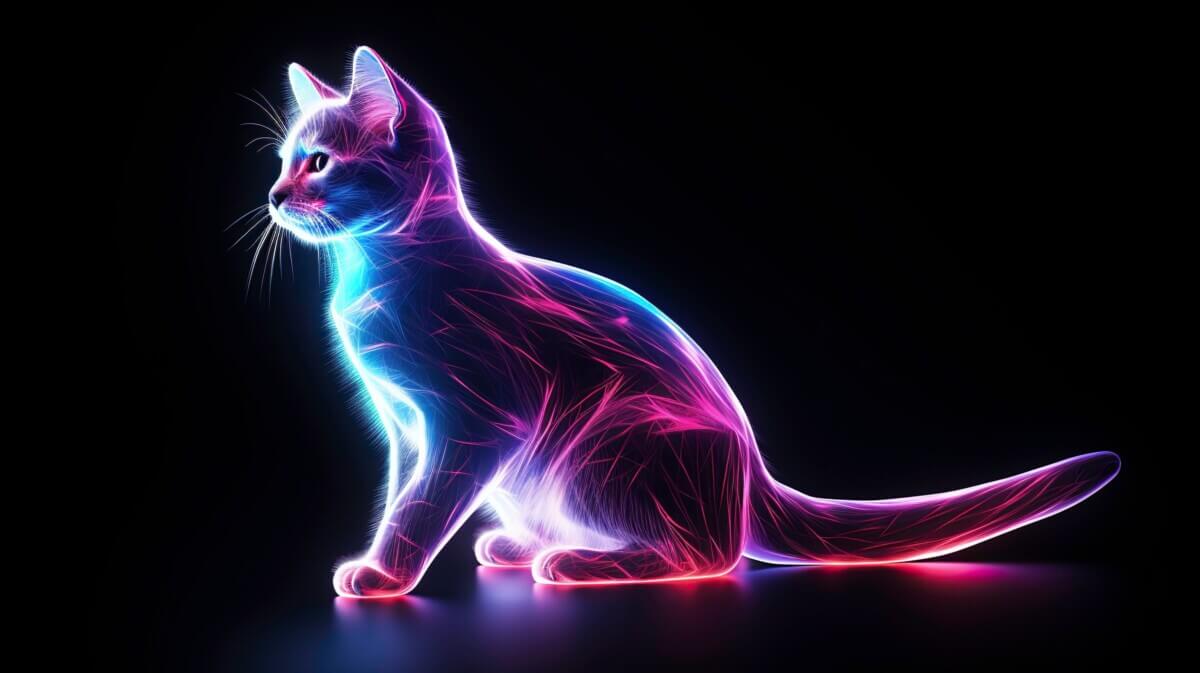 neon glowing cat