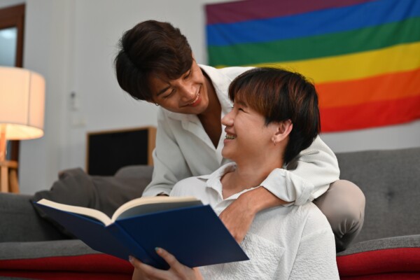 A couple reading a book