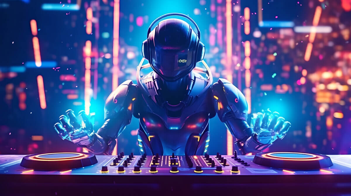 Futuristic robot DJ