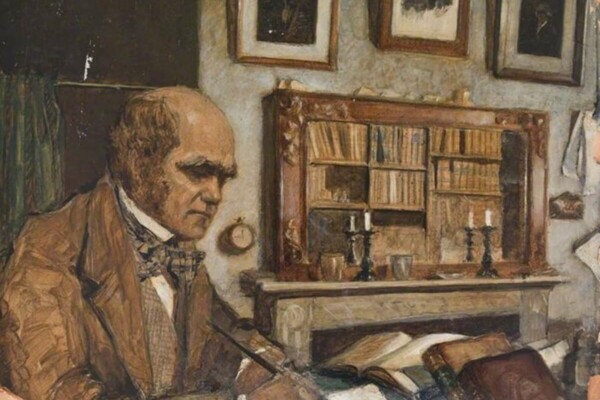 Painting of Charles Darwin at Down House