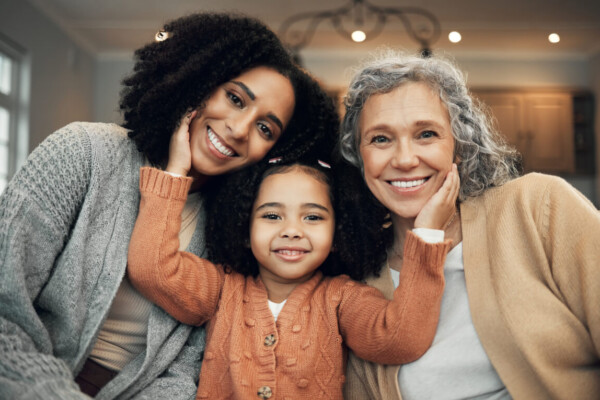 Girl with mother and grandmother