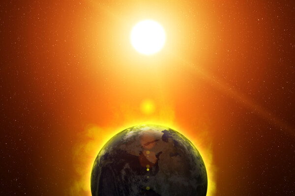 The Sun hovering over the Earth
