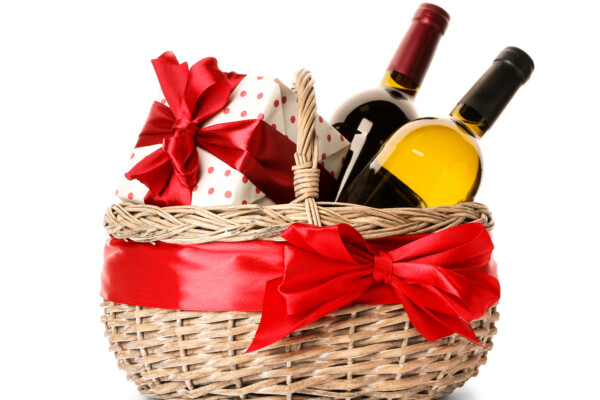 A gift basket of wine