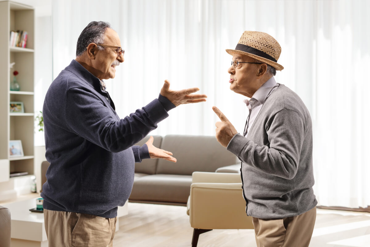 Elderly men having argument