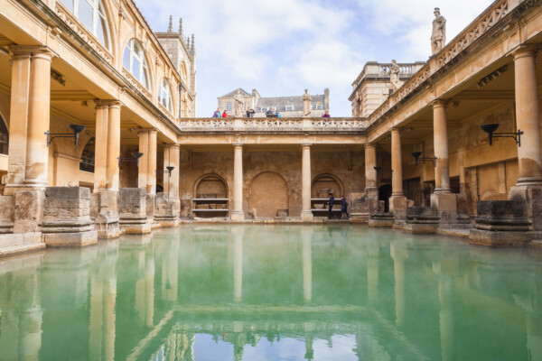 Tourists visit the Roman baths of Bath, Somerset. One of the most popular landmarks of the city.