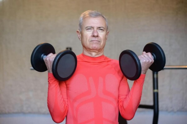 senior lifting weights