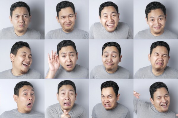 Man making various facial expressions