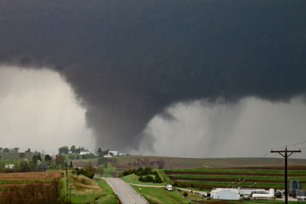 Huge tornado near Omaha, Nebraska during a tornado outbreak on April 26th, 2024.